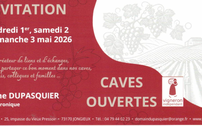 Cave ouverte les 1,2 et 3 mai